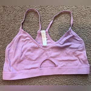 Ribbed Light-Support Bralette in Lavender Pink